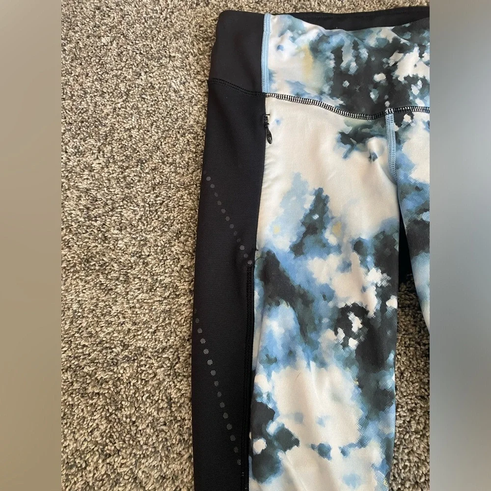 Lululemon Black‎ Mini Blooming Pixie Aquamarine Stop At Nothing Crop Leggings 4